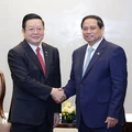 Thủ tướng Phạm Minh Chính tiếp Tổng Thư ký ASEAN Kao Kim Hourn. Ảnh: TTXVN 