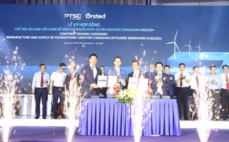 Lễ ký kết hợp đồng sản xuất và cung cấp đế móng trụ tuabin gió ngoài khơi giữa PTSC và Orsted tại Bà Rịa - Vũng Tàu ngày 19/5/2023.