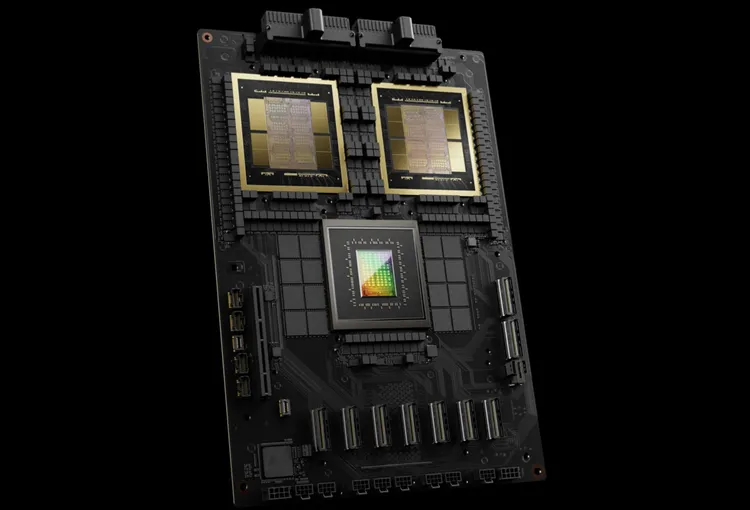 Con chip Blackwell đầu tiên – GB200 gồm 2 GPU, 1 CPU, 1 bảng mạch. Ảnh: Theo Nvidia.