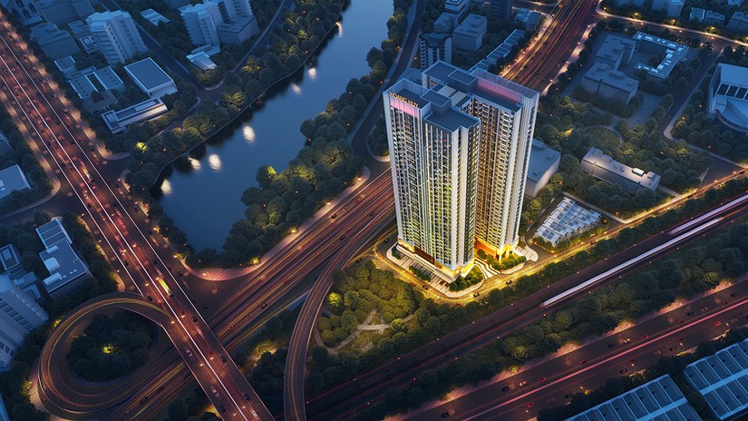 Dự án tòa nhà hỗn hợp Hoang Huy Sở Dầu cao 37 tầng với tổng vốn đầu tư gần 1.500 tỷ đồng, bao gồm 821 căn hộ, chung cư cao cấp, 2 tầng thương mại dịch vụ và 16 căn liền kề. Ảnh: TCH