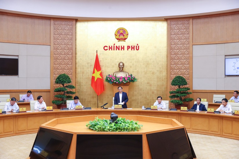 Thủ tướng Phạm Minh Chính chủ trì phiên họp Chính phủ thường kỳ tháng 10. Ảnh: VGP