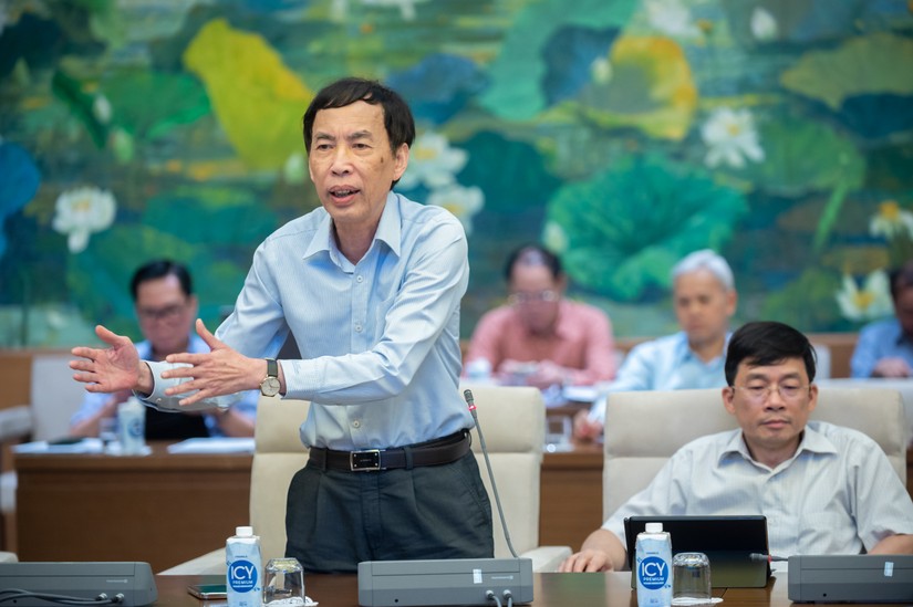 TS Võ Trí Thành, chuyên gia kinh tế, nguyên Phó Viện trưởng Viện Nghiên cứu quản lý kinh tế Trung ương cho ý kiến tại hội thảo. Nguồn: Cổng thông tin điện tử Quốc hội. 