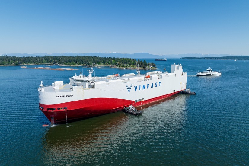 Lô xe VinFast VF 8 đầu tiên cập cảng Canada vào sáng 18/5 (giờ Việt Nam). Nguồn: VinFast.