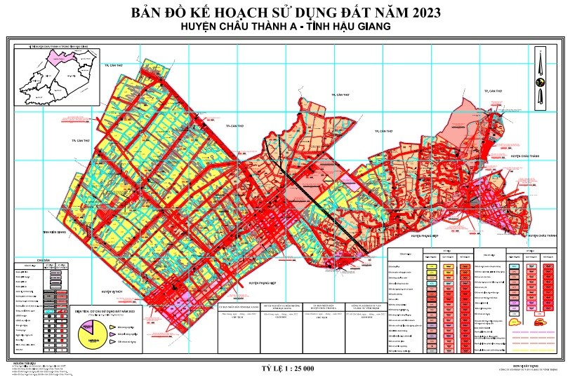 Bản đồ Kế hoạch sử dụng đất năm 2023 của huyện Châu Thành, tỉnh Hậu Giang.