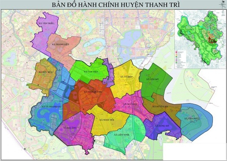 Bản đồ hành chính huyện Thanh Trì, TP Hà Nội.