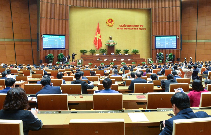 Các đại biểu thống nhất thông qua Nghị quyết với tỷ lệ 94,35%. Ảnh: quochoi.vn