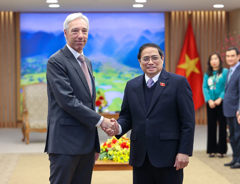 Thủ tướng Phạm Minh Chính tiếp Bộ trưởng Ngoại giao Bồ Đào Nha Joao Gomes Cravinho. Ảnh: VGP