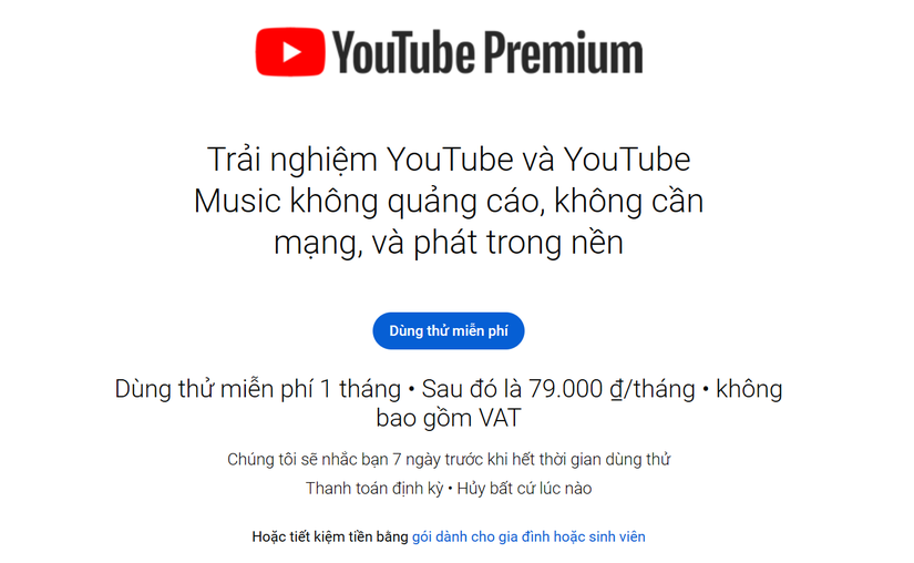 Youtube bắt đầu thu phí xem video không quảng cáo tại Việt Nam từ 12/4 |  Mekong ASEAN