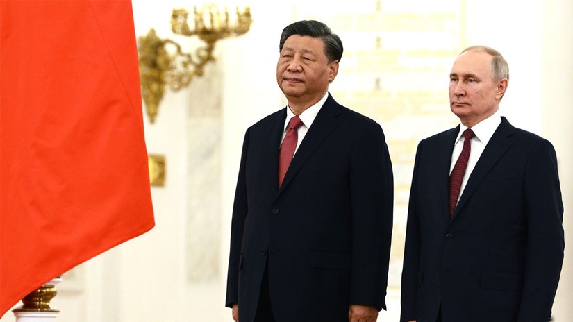 Chủ tịch Trung Quốc Tập Cận Bình và Tổng thống Nga Vladimir Putin. Ảnh: POOL