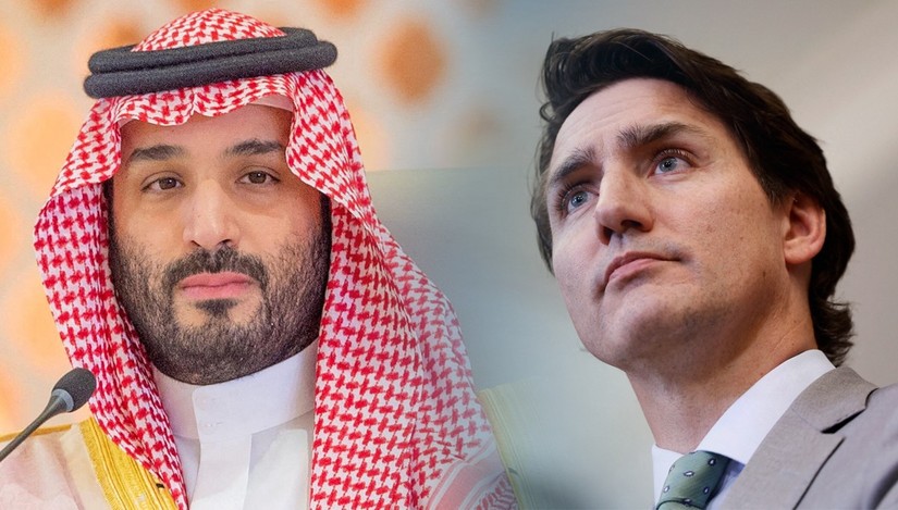 Thái tử Saudi Arabia Mohammed bin Salman (trái) và Thủ tướng Canada Justin Trudeau (phải). Ảnh: Reuters