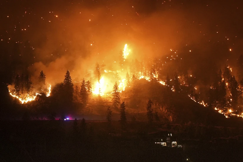 Đám cháy rừng ở Kelowna, tỉnh British Columbia, Canada, ngày 18/8. Ảnh: AP