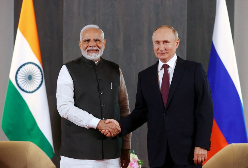 Tổng thống Nga Vladimir Putin và Thủ tướng Ấn Độ Narendra Modi, năm 2022. Ảnh: Reuters