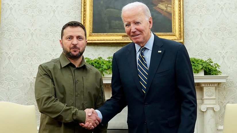 Tổng thống Joe Biden và Tổng thống Ukraine Volodymyr Zelensky tại Phòng Bầu dục của Nhà Trắng, ngày 21/9. Ảnh: AP