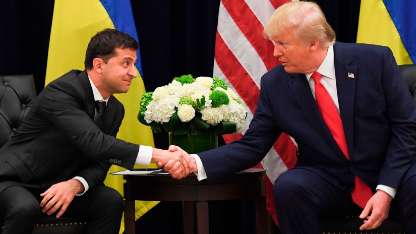 Tổng thống Ukraine Volodymyr Zelensky hội đàm với Tổng thống Mỹ Donald Trump năm 2019 tại New York, Mỹ. Ảnh: Getty Images