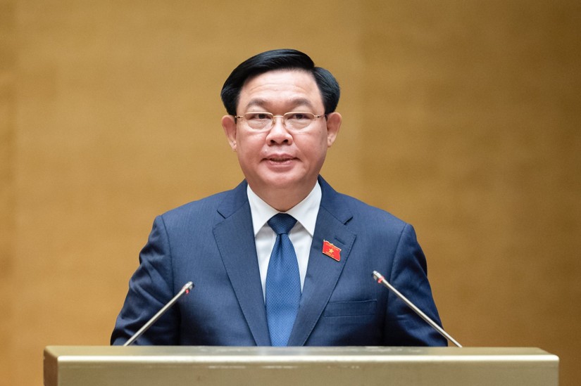 Chủ tịch Quốc hội Vương Đình Huệ phát biểu khai mạc Kỳ họp thứ 5. Ảnh: Quochoi