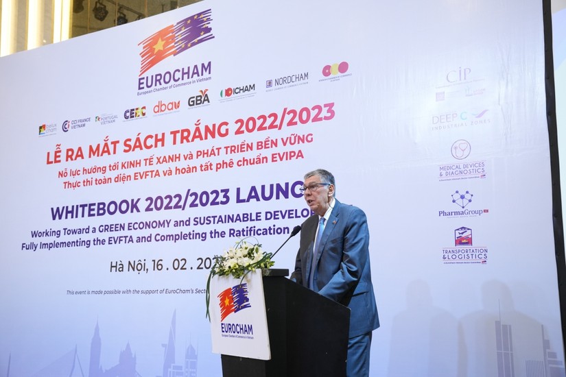 Chủ tịch EuroCham Alain Cany phát biểu tại Lễ ra mắt Sách Trắng năm 2023