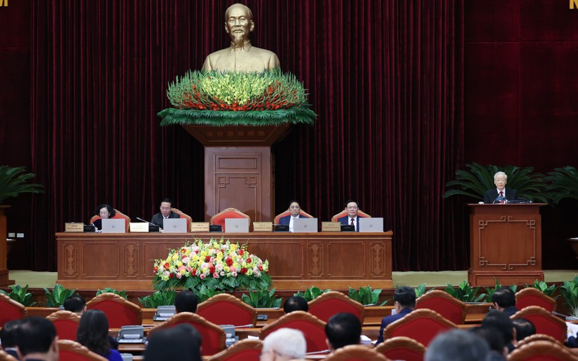 Tổng Bí thư Nguyễn Phú Trọng chủ trì, phát biểu khai mạc Hội nghị. Ảnh: VGP