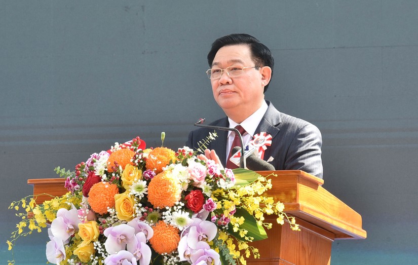Chủ tịch Quốc hội Vương Đình Huệ phát biểu tại Lễ kỷ niệm. Ảnh: Lâm Hiển