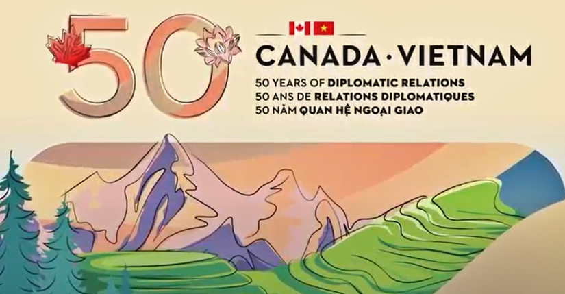 Ảnh nền video kỷ niệm 50 năm quan hệ ngoại giao Canada - Việt Nam. 