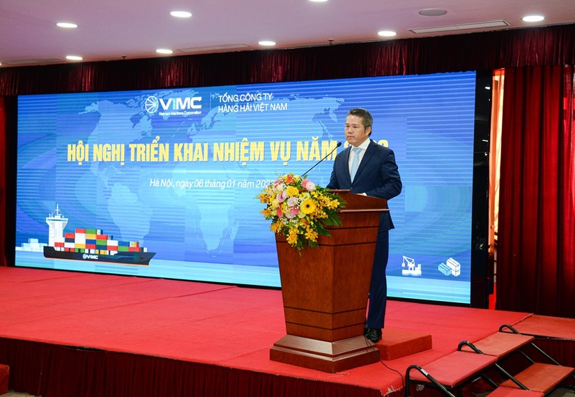 Tổng giám đốc VIMC, Nguyễn Cảnh Tĩnh phát biểu tại Hội nghị. Ảnh: VIMC