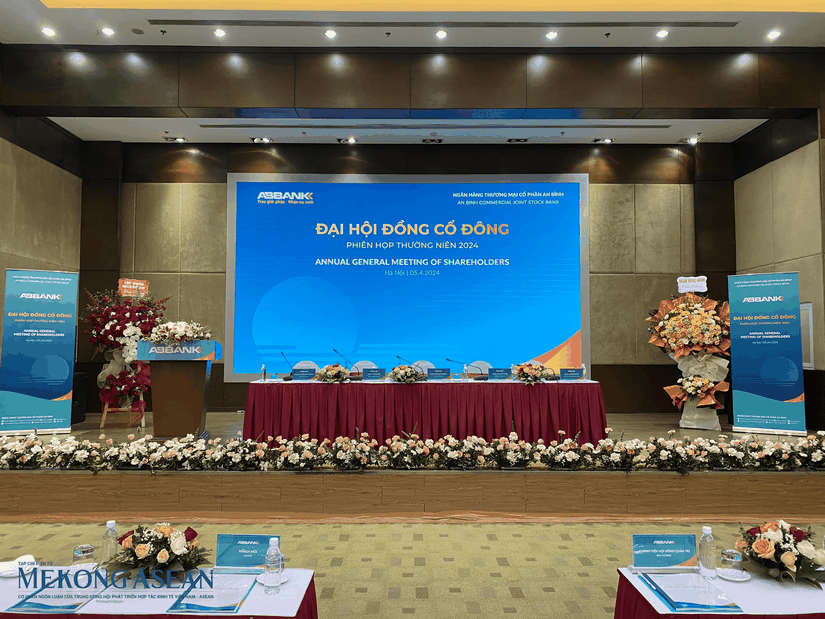 Đại hội đồng cổ đông thường niên 2024 của ABBank được tổ chức tại Tòa nhà Geleximco. Ảnh: Minh Phong - Mekong ASEAN