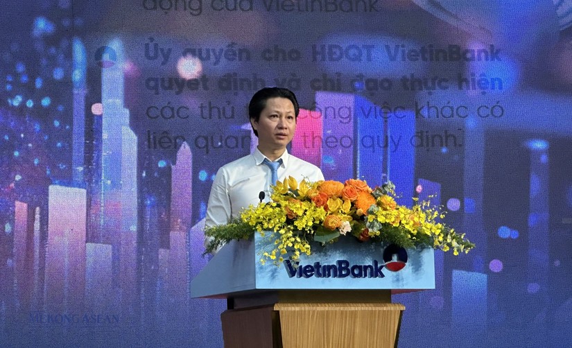 Ông Đỗ Thanh Sơn - Phó Tổng giám đốc phụ trách điều hành VietinBank phát biểu tại đại hội. Ảnh: Minh Phong - Mekong ASEAN