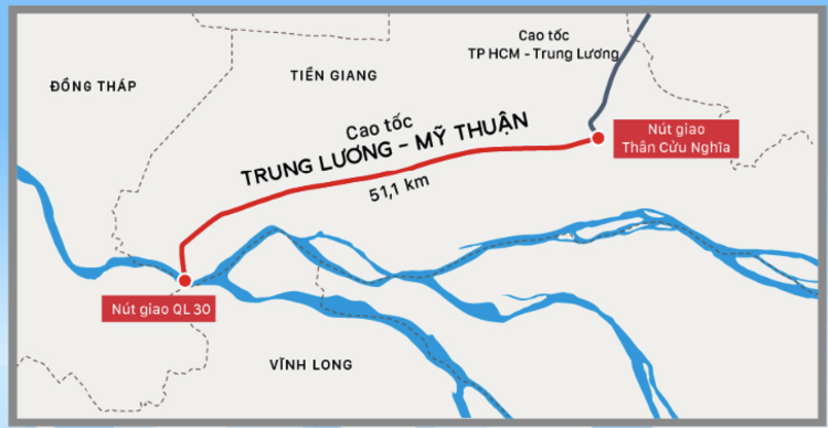 Nghiên cứu 3 phương án mở rộng cao tốc TP HCM - Trung Lương, Trung Lương - Mỹ Thuận. Nguồn: nhadatbinhminh.com.