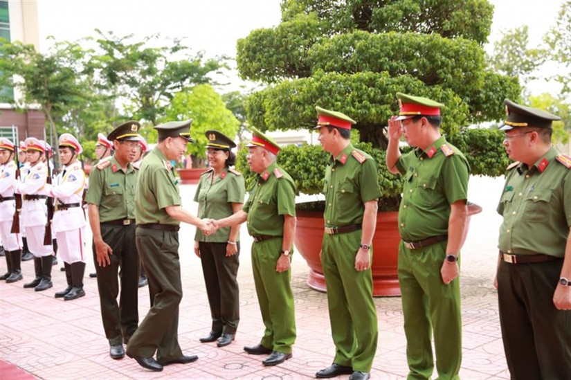 Đại tướng Tô Lâm, Bộ trưởng Bộ Công an tới thăm và làm việc tại Công an tỉnh Bà Rịa - Vũng Tàu. Nguồn: Bộ Công an.
