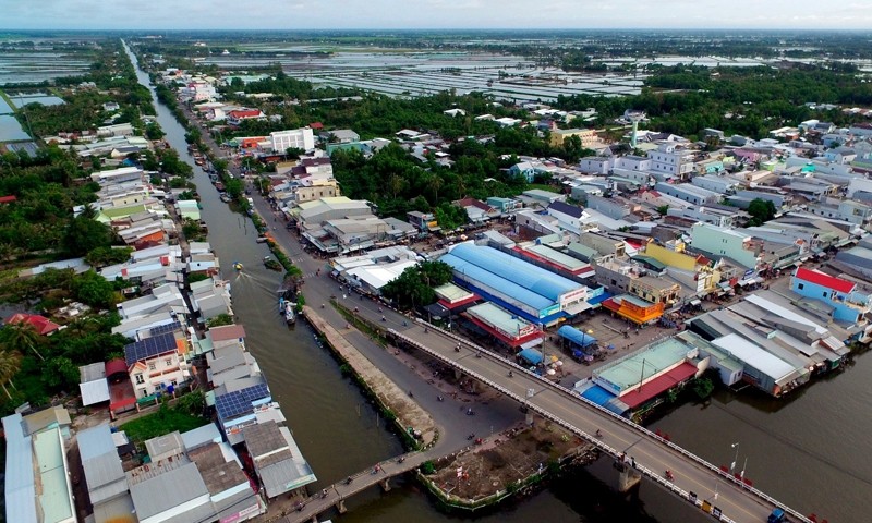 Một góc thị trấn Vĩnh Thuận, huyện Vĩnh Thuận, Kiên Giang. Nguồn: Báo Xây dựng.
