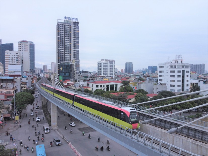 Công tác vận hành chạy thử đoạn trên cao tuyến Nhổn - Ga Hà Nội sẽ hoàn thành vào cuối tháng 4/2024. Nguồn: VGP.