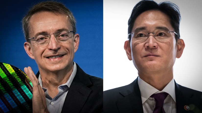 CEO Intel Pat Gelsinger (trái) và Phó Chủ tịch Samsung Lee Jae-yong (phải).