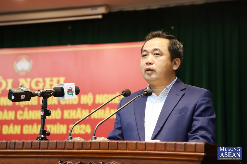 Ông Trần Đức Thắng, Uỷ viên Trung ương Đảng, Bí thư Tỉnh ủy Hải Dương phát biểu tại hội nghị.