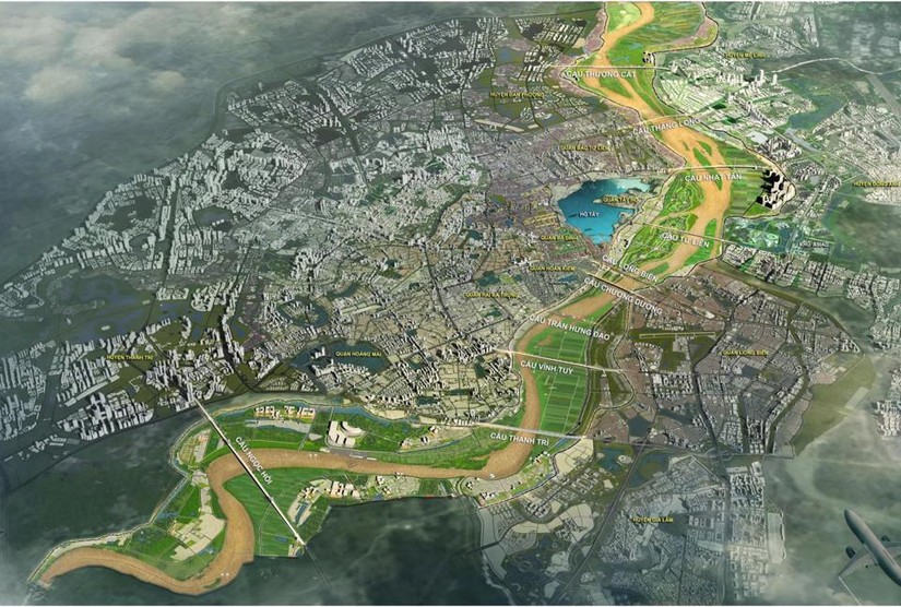 Phối cảnh quy hoạch phân khu đô thị sông Hồng. Ảnh: NDT