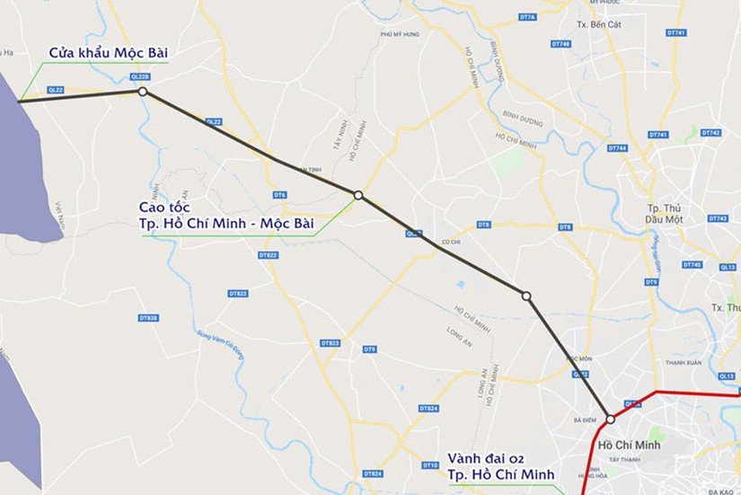 Hướng tuyến cao tốc TP HCM - Mộc Bài.