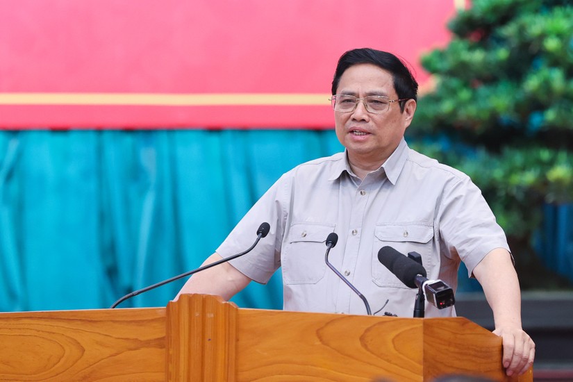 Thủ tướng Phạm Minh Chính tại buổi làm việc với Ban Thường vụ Tỉnh ủy Bình Định. Ảnh: VGP.