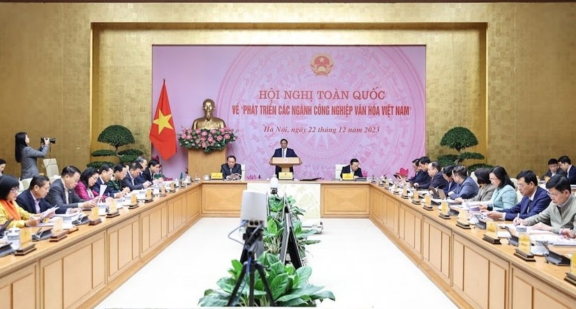 Thủ tướng chủ trì Hội nghị toàn quốc về phát triển các ngành công nghiệp văn hóa Việt Nam. Ảnh: VGP