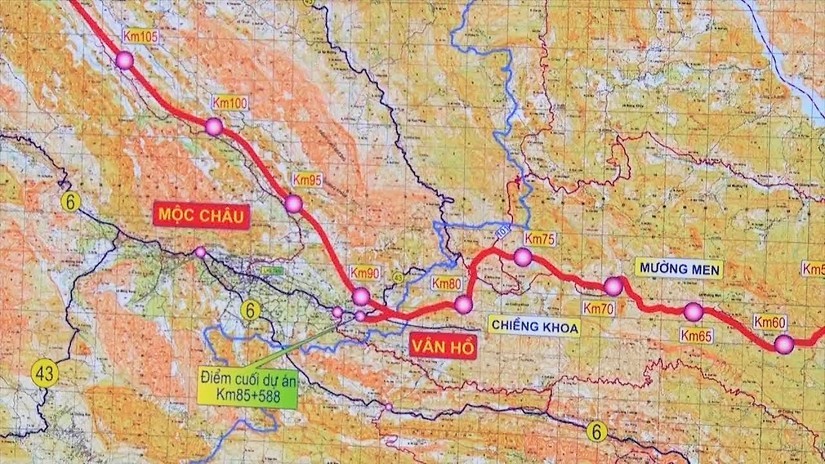 Hướng tuyến cao tốc Hòa Bình- Mộc Châu.