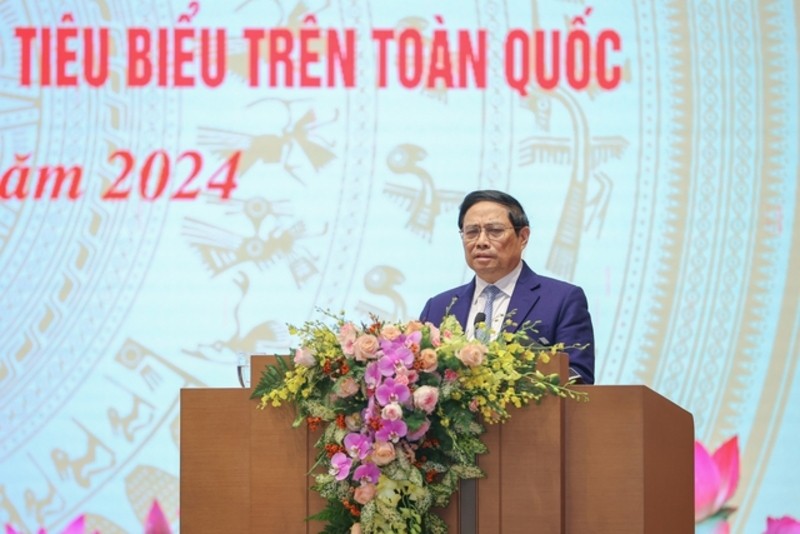 Thủ tướng Phạm Minh Chính phát biểu tại cuộc gặp mặt đầu xuân các doanh nghiệp Nhà nước tiêu biểu sáng 3/3. Ảnh: VGP.