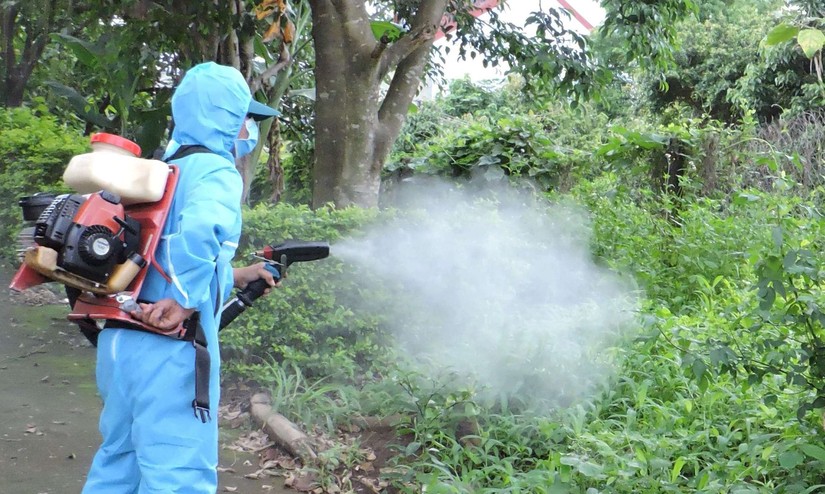 Phun hóa chất diệt muỗi để phòng dịch sốt xuất huyết