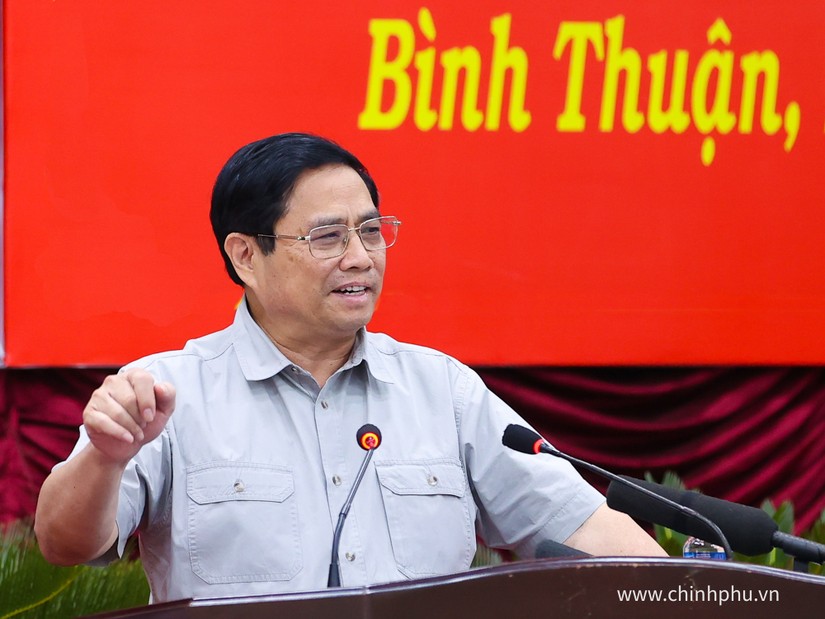 Thủ tướng Phạm Minh Chính làm việc với Ban Thường vụ Tỉnh ủy Bình Thuận. Ảnh: VGP