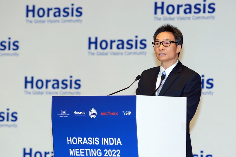 Phó Thủ tướng Vũ Đức Đam phát biểu tại Lễ khai mạc Diễn đàn Hợp tác Kinh tế Ấn Độ Horasis năm 2022. Ảnh: VGP