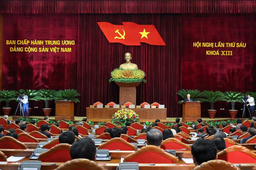 Tổng Bí thư Nguyễn Phú Trọng phát biểu bế mạc Hội nghị. Ảnh: VGP