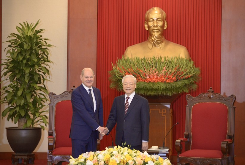 Tổng Bí thư Nguyễn Phú Trọng và Thủ tướng CHLB Đức Olaf Scholz. 