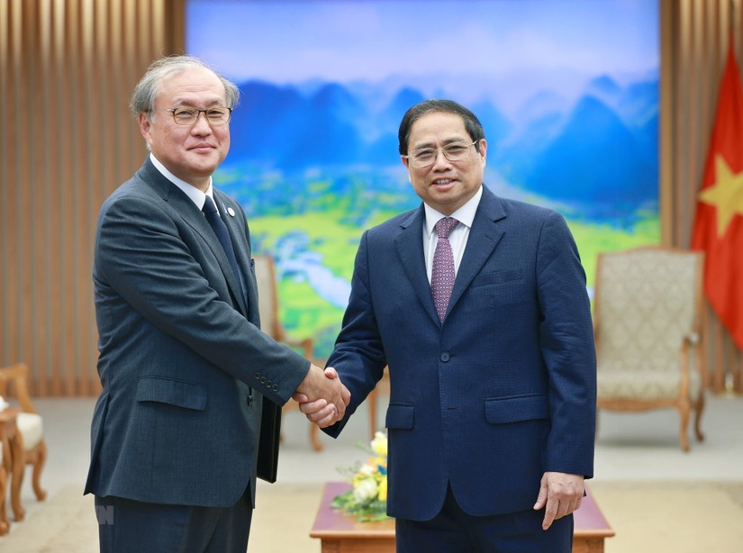 Thủ tướng Chính phủ Phạm Minh Chính đã tiếp Tổng Thư ký Ban An ninh quốc gia Nhật Bản Akiba Takeo. Ảnh: TTXVN