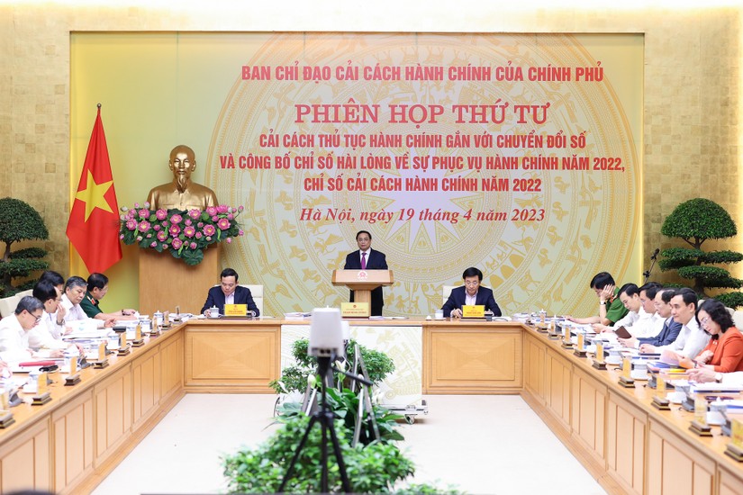 Thủ tướng Phạm Minh Chính đã chủ trì Phiên họp thứ 4 của Ban Chỉ đạo cải cách hành chính của Chính phủ. Ảnh: VGP