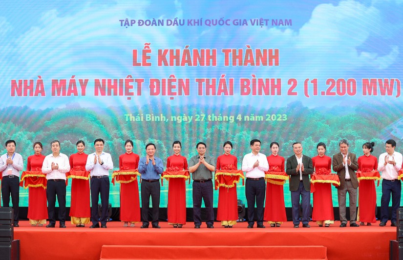 Thủ tướng Chính phủ Phạm Minh Chính dự lễ khánh thành Nhà máy Nhiệt điện Thái Bình 2. Ảnh: VGP