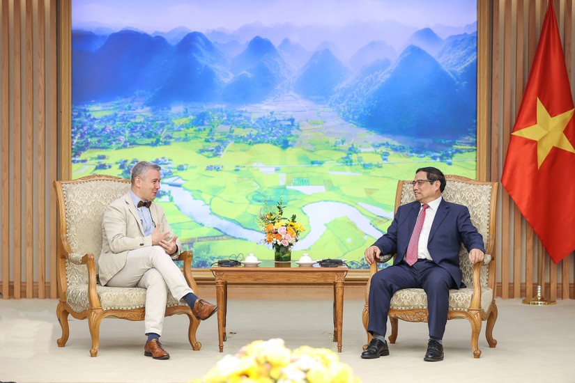 Thủ tướng Phạm Minh Chính đã tiếp Tổng Giám đốc Tập đoàn John Cockerill (Bỉ), ông Francois Michel. Ảnh: VGP