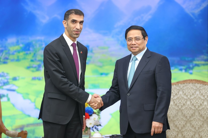 Thủ tướng Phạm Minh Chính tiếp Tiến sĩ Thani bin Ahmed Al Zeyoudi, Quốc vụ khanh phụ trách Thương mại quốc tế, Bộ Ngoại thương UAE. Ảnh: VGP