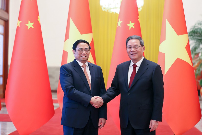 Thủ tướng Chính phủ Phạm Minh Chính và Thủ tướng Trung Quốc Lý Cường. Ảnh: VGP