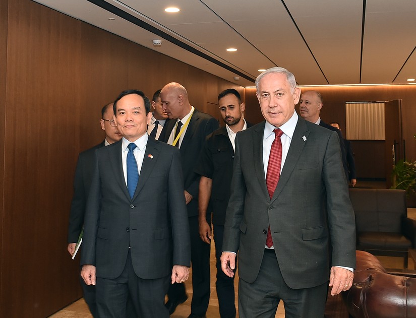 Phó Thủ tướng Chính phủ Trần Lưu Quang và Thủ tướng Israel Benjamin Netanyahu. Ảnh: VGP